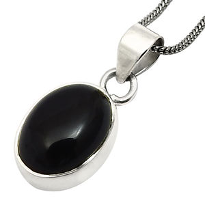 Precio al por mayor de alta calidad, Plata de Ley 925, piedra preciosa de ónix negro Natural, forma ovalada, colgante Hippie para fiestas de cumpleaños - Product Image 1