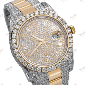 Montre-bracelet haut de gamme en diamant Moissanite Design glacé brillant avec bracelet en acier inoxydable pour hommes et femmes - Product Image 2