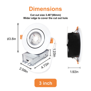 Hot bán 355 + 60 độ 3 inch <span class=keywords><strong>LED</strong></span> nổi Gimbal Downlight xoay trần ánh sáng tại chỗ 5cct <span class=keywords><strong>Dimmable</strong></span> ETL chứng nhận - Product Image 2
