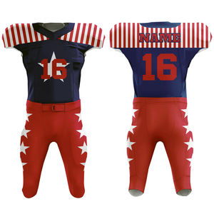 Uniforme de football américain pour hommes personnalisé de haute qualité Maillot court en polyester Impression par sublimation Transferts de chaleur Ensemble de compression - Product Image 1