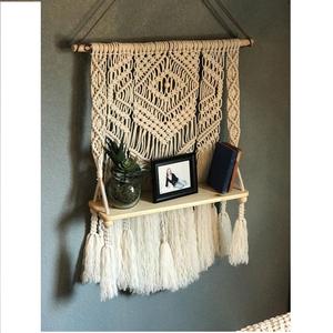 Macramé bohemio personalizado para colgar en la pared directo de fábrica decoración del hogar estante de madera con soporte para plantas para jarrón de pared - Product Image 5