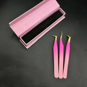Pince à épiler professionnelle en acier inoxydable durable avec poignée en diamant pointe dorée deux tons 45 pince à cils à 90 degrés - Product Image 6