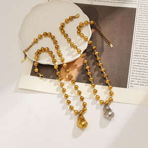 Collar de Cadena con Cuentas Redondas Geométricas Estilo Ins, Joyería Moderna, Chapado en Oro, Plata de Ley, Diamantes, para Mujer - Product Image 2