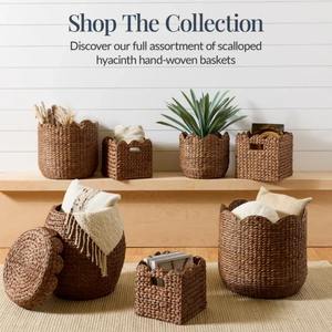 Ensemble de 3 paniers en jacinthe d'eau avec des bords en forme de coquille Panier de rangement fait à la main Vente en gros Écologique Fabriqué au Vietnam - Product Image 4