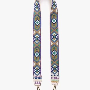 Sangle de sac de luxe élégante en perles de coton brodées à la main avec motif floral, art coloré - Product Image 3