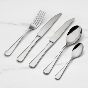 Ensemble de couverts 6 pièces en acier inoxydable au design moderne – Fourchette, couteau, cuillère, baguettes – Compatible lave-vaisselle – Vaisselle de buffet - Product Image 1