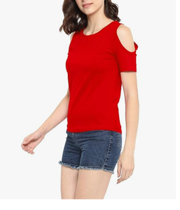 Vente en gros du fabricant de t-shirts à manches courtes en tissu de couleur unie personnalisés pour femmes - Product Image 4