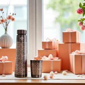 Bouteille d'eau en cuivre pur au design martelé antique, verrerie - Product Image 6