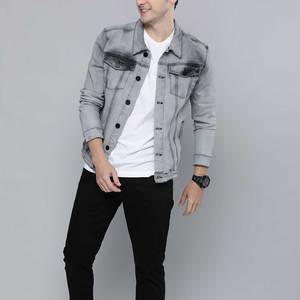 Veste en jean vintage personnalisée en coton épais pour hommes Street Wear veste en jean de style Hip Hop veste en jean déchirée à la mode - Product Image 4
