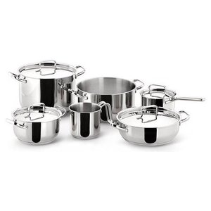 Ensemble de casseroles en acier inoxydable de qualité supérieure, 10 pièces, compatible avec l'induction, passe au lave-vaisselle, compatible avec les cuisinières à gaz, électriques, céramiques, halogènes et fours - Product Image 1