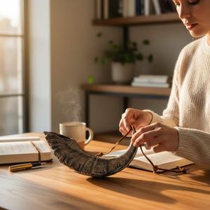 เขาแกะธรรมชาติขัดเงา ชอฟาร์ ของตกแต่งบ้านทางศาสนา เป็นมิตรกับสิ่งแวดล้อม คุณภาพสูง - Product Image 4