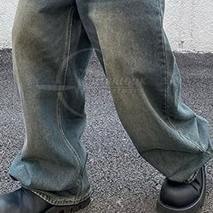 Utilisation en extérieur pour hommes Acid Jeans Baggy Pants Workout Wear 100% Cotton Acid Jeans Pants Plus Size Men Acid Jeans - Product Image 3