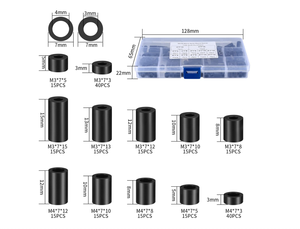 Arruelas redondas pretas ID 3mm OD 7mm Comprimento 3-30mm Variedade Kit Não Rosca Adequado para M6.5 Parafusos Nylon Espaçadores Bracket - Product Image 3