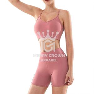Conjunto de 2 piezas para correr informal sexy personalizado al por mayor sujetador de yoga fitness de secado rápido para mujer Pantalones cortos de algodón de talla grande frontal - Product Image 1