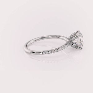 Bague de fiançailles en diamant de laboratoire rond certifié IGI, or rose/blanc et jaune 14 carats, pavée de diamants, pour femme - Product Image 2