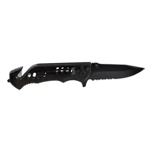 Coltello con chiusura a scatto Wallis K900311 con S.O.S. in metallo nero Maniglia e Clip - Product Image 3