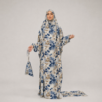 Vêtements islamiques Loriya, ensemble d'abayas pour la prière du Ramadan et de l'Aïd pour femmes musulmanes, avec tapis de prière et sac, robe islamique modeste à fleurs