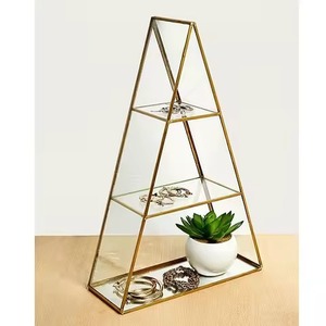 Caja de Anillos de Boda de Metal, Organizador de Joyería Geométrico Tipo Terrario, 2 Compartimentos, Decoración Ecológica para el Hogar, Diseño Personalizable - Product Image 1