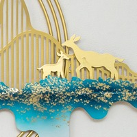 Art mural en métal sur le thème de la montagne |   Art mural suspendu en panneau 3D doré personnalisé |   Sculpture Moderne en Fer en Gros pour Mariage, Diwali, Bureau