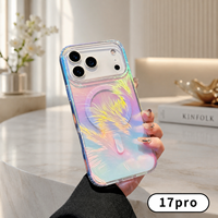 Coques de téléphone antichoc de luxe avec placage électrolytique IMD, motif coloré, magnétiques, anti-traces de doigts, avec coussin d'air pour 17