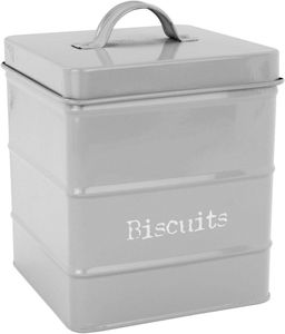 Boîte à biscuits en fer métallique traditionnelle conçue avec un thème vintage offrant une durabilité pour le stockage des biscuits et autres collations - Product Image 1