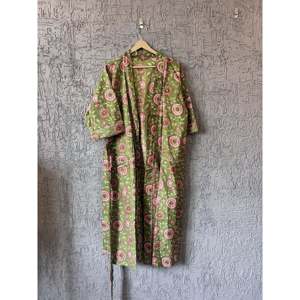 Kimono de Algodón con Estampado Floral, Túnica de Playa Estilo Indio para Traje de Baño - Product Image 1