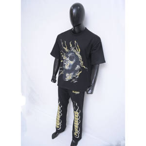 Vente en gros de vêtements de sport 100% coton pour homme, ensemble de sport, logo personnalisé, survêtement respirant à manches courtes, grande taille, été - Product Image 4