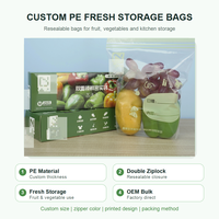 Op maat gemaakte PE voedselveilige zakken met gravureprint en ziplock sluiting voor fruit, groenten, melk, sushi en andere voedselbewaring