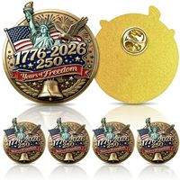 Badges émaillés patriotiques plaqués or antique, souvenirs 3D en relief personnalisés pour la célébration du 250e anniversaire