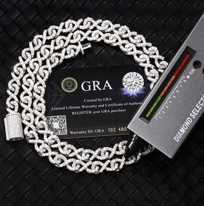 Chaîne cubaine Moissanite certifiée IGI pour hommes en argent sterling 925 plaqué or blanc 14 carats croix taillée en diamant pour les mariages et les fêtes - Product Image 4