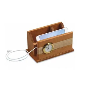 Organisateur de bureau en bois pour exportateur indien avec horloge en métal, parfait pour la configuration du bureau ou les cadeaux d'entreprise, disponible en vente - Product Image 2