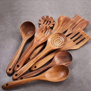 Utensilios de Cocina de Madera, Espátulas y Cucharas de Madera Natural Antiadherentes, Duraderas y Saludables - Product Image 2