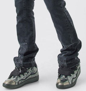 Pantalones vaqueros grises medios de hombre personalizados de la mejor calidad OEM 2025, transpirables, 100% algodón, de marca, relajados, rígidos, acampanados, al por mayor - Product Image 6