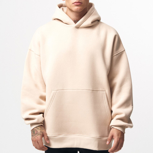 เสื้อฮู้ดดี้ผ้าคอตตอนผสมโพลีเอสเตอร์คุณภาพสูง แบบเรียบง่าย สไตล์ลำลอง ทรงหลวม ไหล่ตก ไซส์ใหญ่ ล้างสีแบบ Acid Wash สำหรับผู้ชาย - Product Image 6