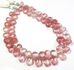 AAA + fraise facettes pierres précieuses coupe perles 9 "brin naturel rose écarlate poire perles pour bijoux 10-12mm - Product Image 3