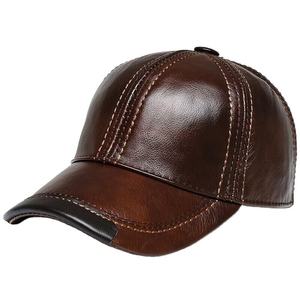 Gorra de béisbol de cuero importado, cálida, delgada, de seis paneles, estilo vintage, deportiva, transpirable, personalizable, estampada, elegante, informal, para exteriores. - Product Image 1