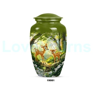 Urna de cremación de aluminio de ciervo de alta calidad para cenizas humanas con bolsa de terciopelo gratis - Product Image 2