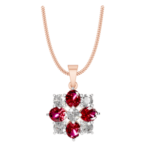 Thanh lịch Ruby và kim cương Cụm mặt dây chuyền vòng cổ trong rắn Rose Gold, và Sterling Silver cài đặt - Product Image 3