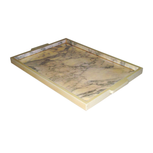 Luxury <b>Marble</b> Table Serving <b>Tray</b> with Wholesale New Design Handmade <b>Marble</b> <b>Tray</b> with Metal Handle Manufacturer - Product Image 3