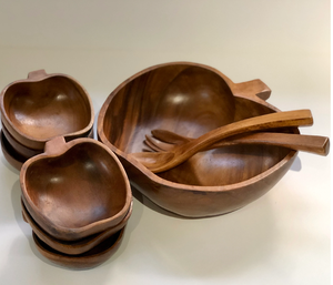 Bol en bois décoratif pour la maison hôtel Restaurant utilisé bol de service en bois moderne forme de pomme meilleure vente vente - Product Image 5