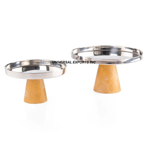 Ensemble de deux plateaux à chocolat en métal avec base en résine Plateau à chocolat décoratif de forme ronde Nouveau plateau à chocolat de qualité supérieure - Product Image 2