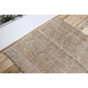 Tapis vintage 4,2 x 7,1 pieds, tapis turc, tapis floral marron beige - Product Image 5