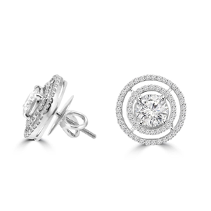 2.50 carats coupe ronde laboratoire cultivé diamant boucle d'oreille pour les femmes diamant boucle d'oreille 14K or blanc VS2 clarté E couleur - Product Image 3