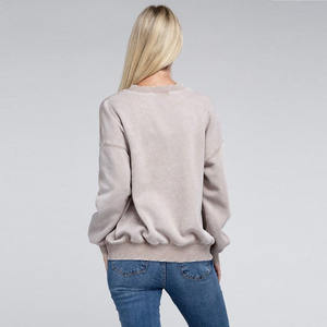 Vente en gros de vêtements de rue de haute qualité, délavé à l'acide, sweat-shirt manches longues, logo personnalisé pour les femmes - Product Image 3