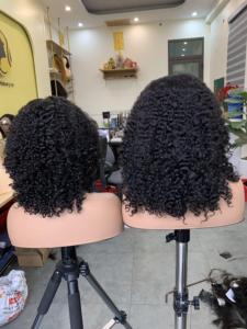 Cheveux Remy Vietnamiens de Donneur 300g Bouclés Courts avec Frange, Tissage de Cheveux à Trame Unique, Perruque Personnalisable en Couleur et Texture - Product Image 3