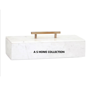 Joyero decorativo con tapa dorada de metal de mármol blanco de alta calidad - Product Image 3