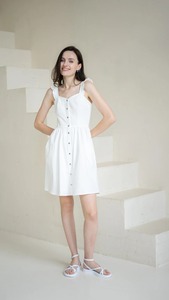 Mini vestido blanco de algodón para mujer Mono y mono de dama de honor - Product Image 2