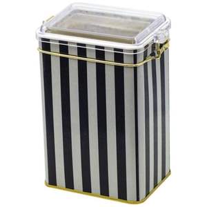 Caja de Metal Rectangular con Cierre de Alambre de 1L con Tapa Transparente 75x100x150mm Patrón de Línea en Blanco y Negro Disponible en Blanco y Negro - Product Image 1