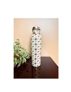 Bouteille d'eau en cuivre écologique avec motif floral imprimé en émail pour la maison, la salle de sport, le bureau, l'hydratation, la vie saine - Product Image 4