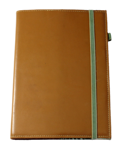 Diario recargable de cuero genuino marrón tabaco 100 hojas 15x22cm regalo Escuela de Negocios Oficina reunión uso - Product Image 1